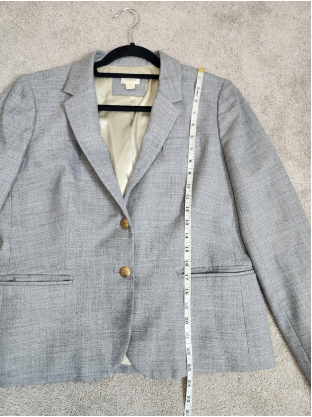 J Crew Lightweight Wool Blend Gray Two Button Blazer Size 12 Prep Preppy Office - Picture 10 of 16